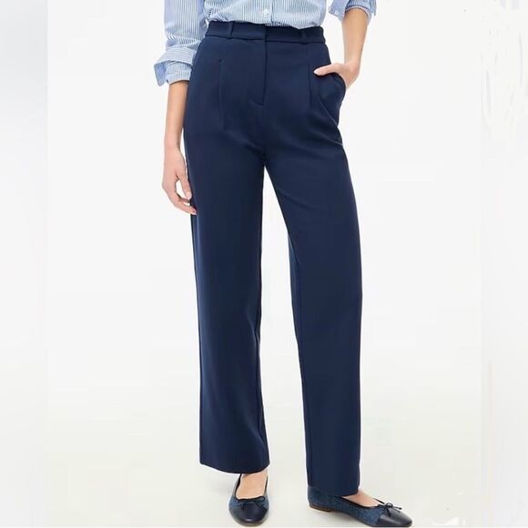 J Crew Factory NWT Wide Leg Ponte Pant Size 8 in Navy Blue | Soft - Picture 1 of 9